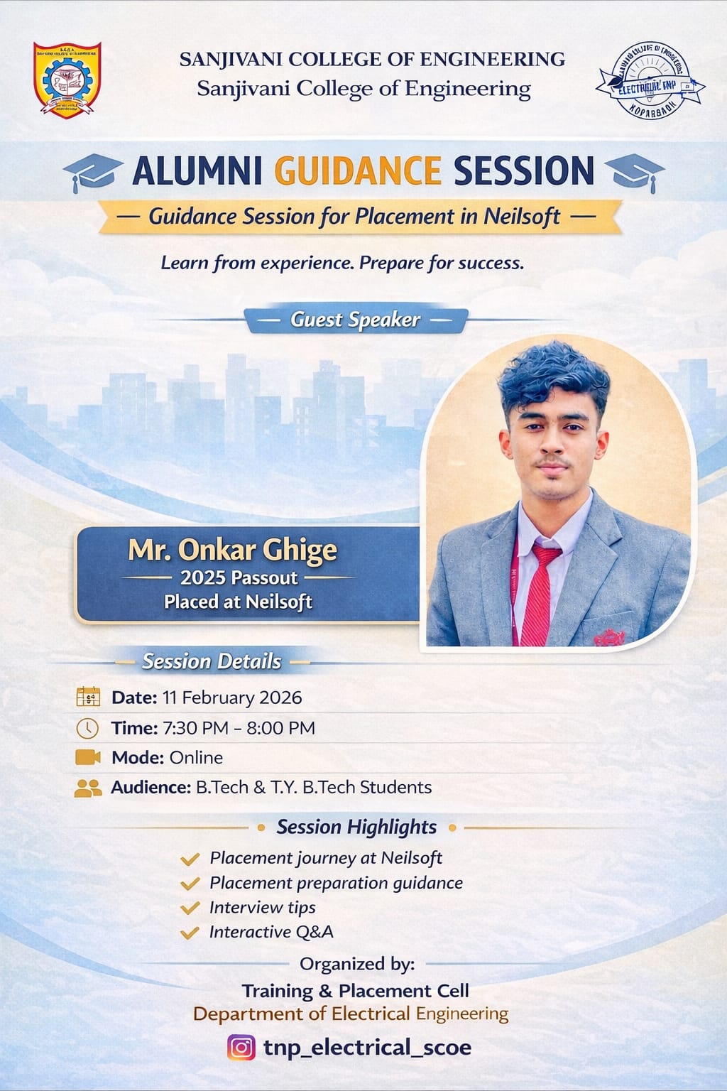 Guidance Session for Placement in Neilsoft by Alumini Mr. Onkar Ghige