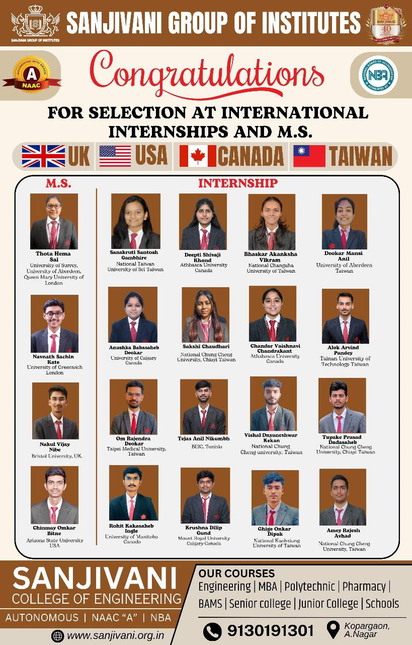 International internships and higher studies