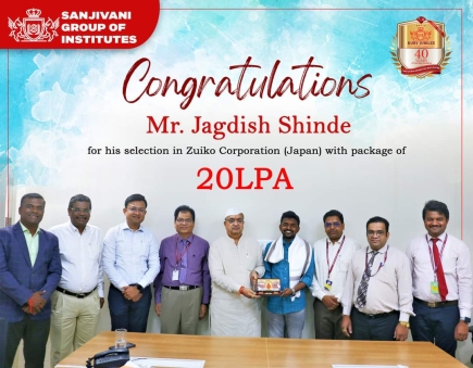 Mr.Jagdish Shinde for his selection in Zuiko Corporation(Japan)