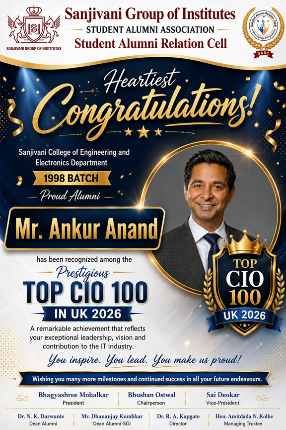 Sanjivani Alumnus Ankur Anand Recognized Among UK Top CIO 100 for 2026